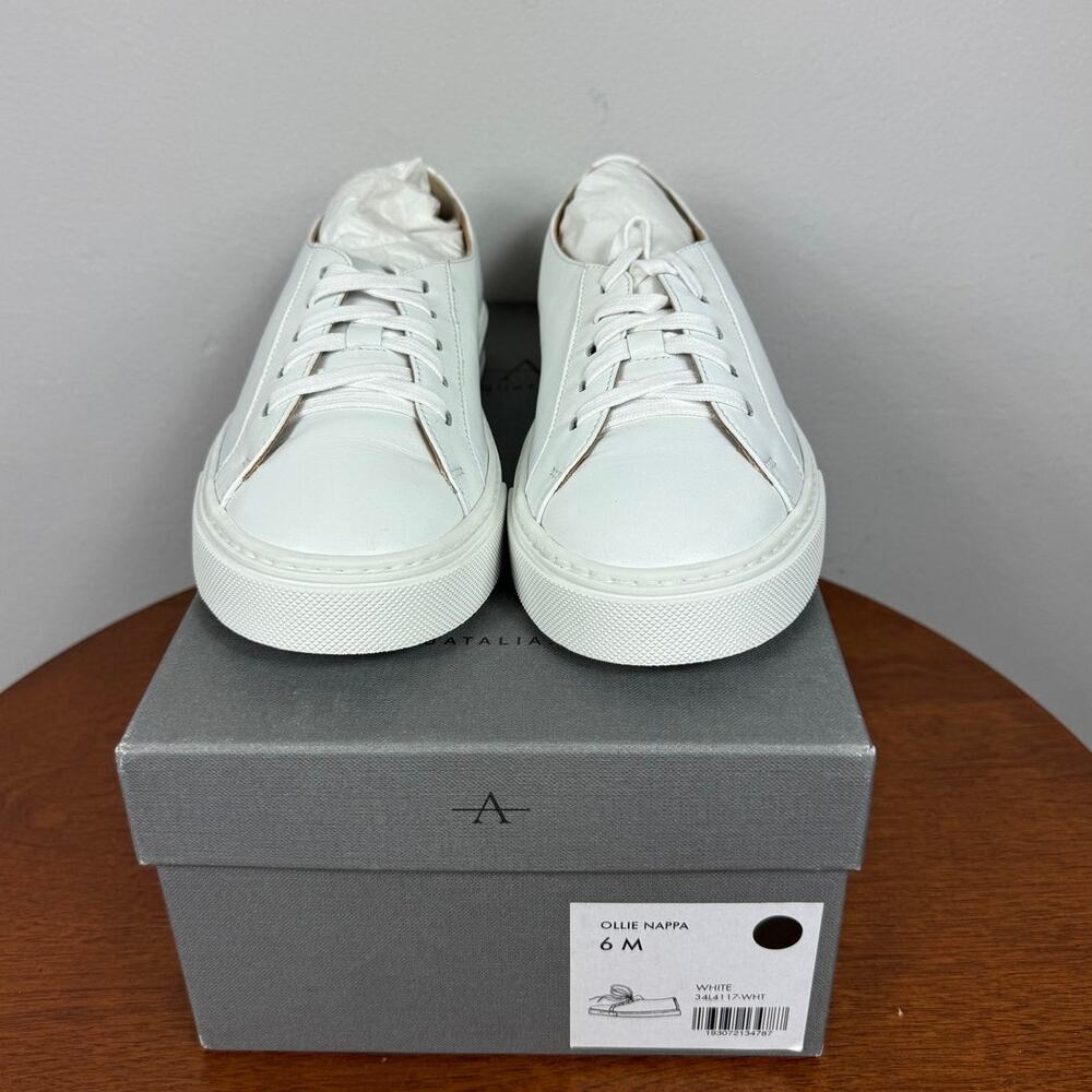 New Aquatalia Ollie Nappa Leather Lace-Up Sneaker in White Women's Size 6 - Picture 3 of 9